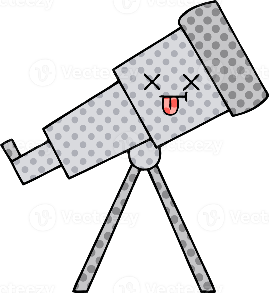 comic book style cartoon of a telescope png