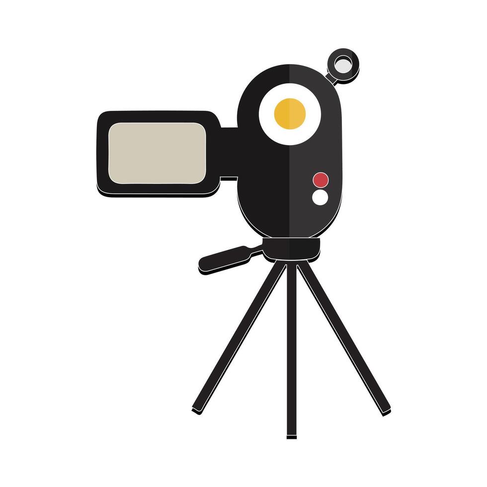 cámara trípode icono y película cámara en un trípode. haciendo un película soltero icono en monocromo estilo vector símbolo valores ilustración web.