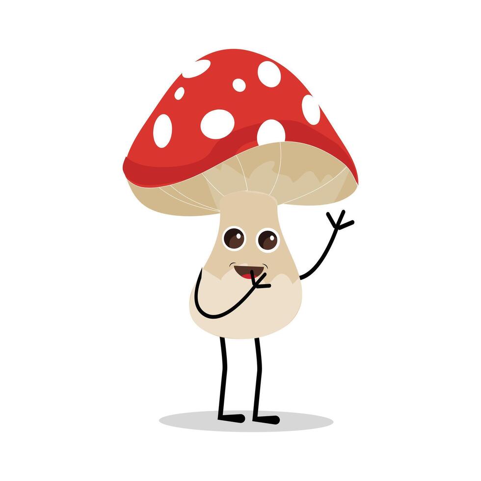 Mushroom character design different expression in vintage style, Kawaii mushroom cartoon mascot character vector illustration. Eps 10
