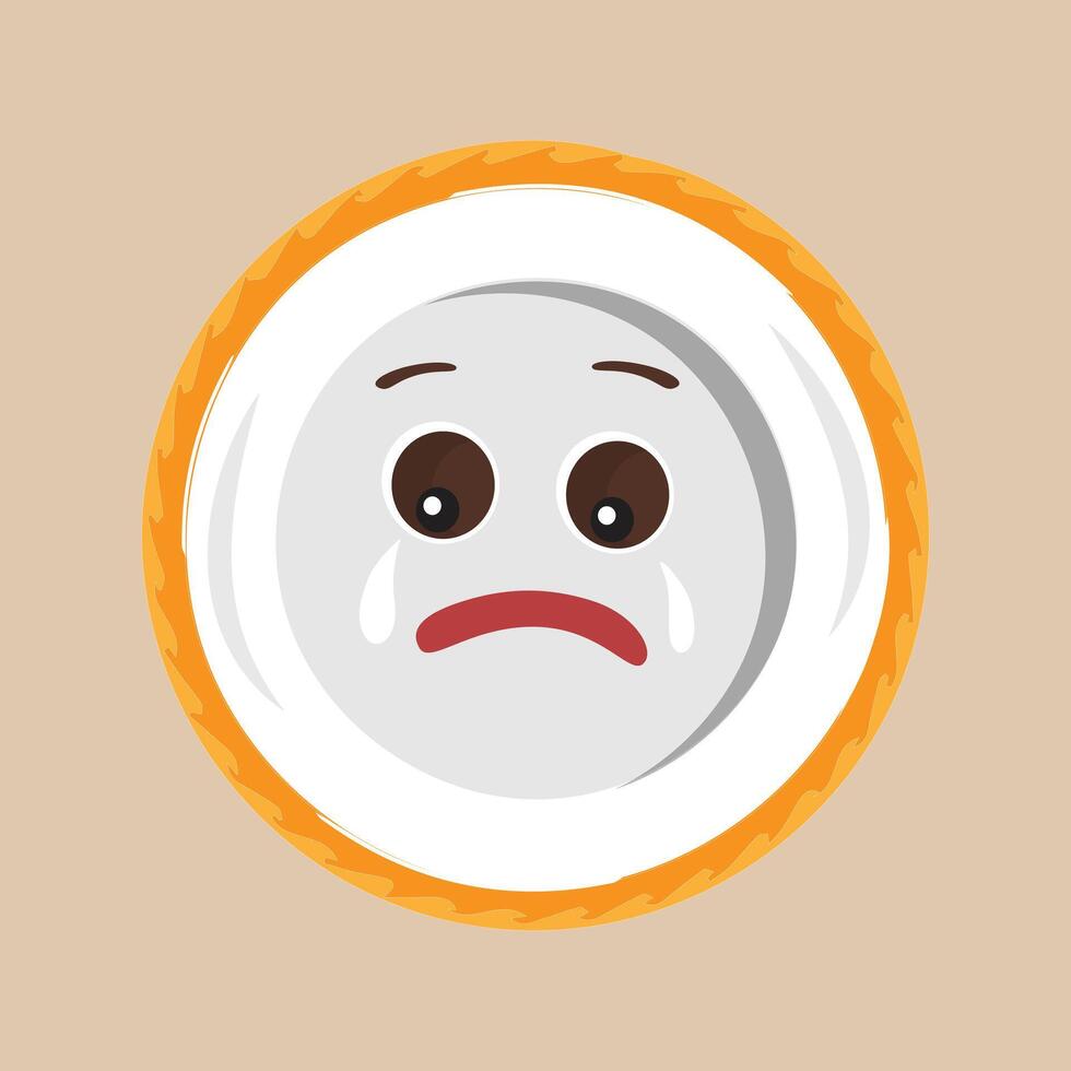 Plate cartoon character, with different expressions, happy mood, sad, angry, facial expressions, with different emotions vector