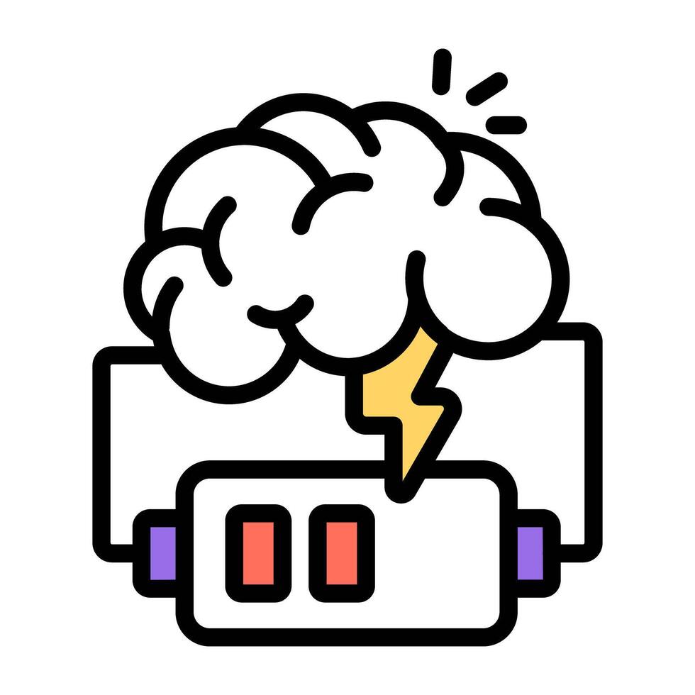 A flat design icon of brain power vector