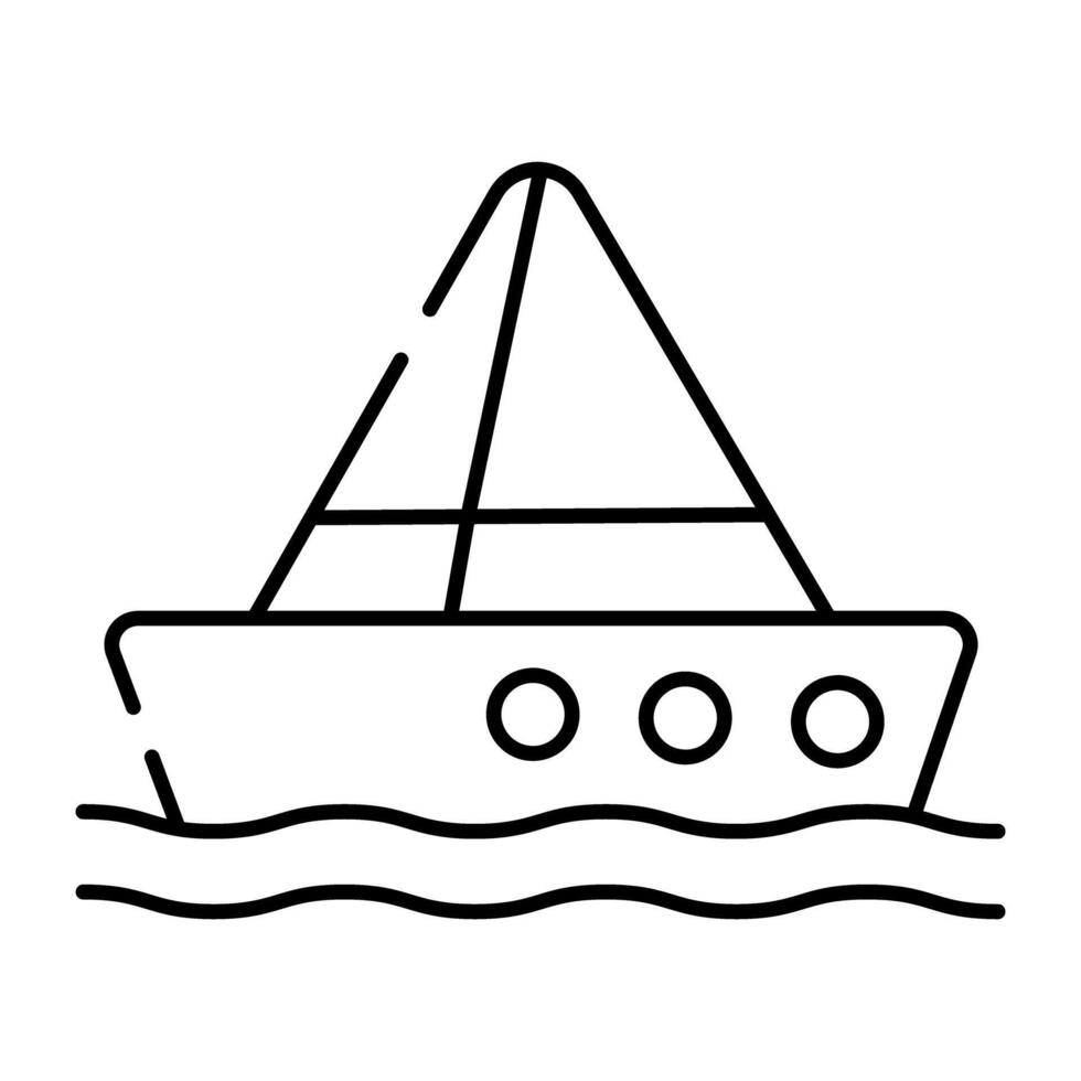 A water transport icon, linear design of ship vector