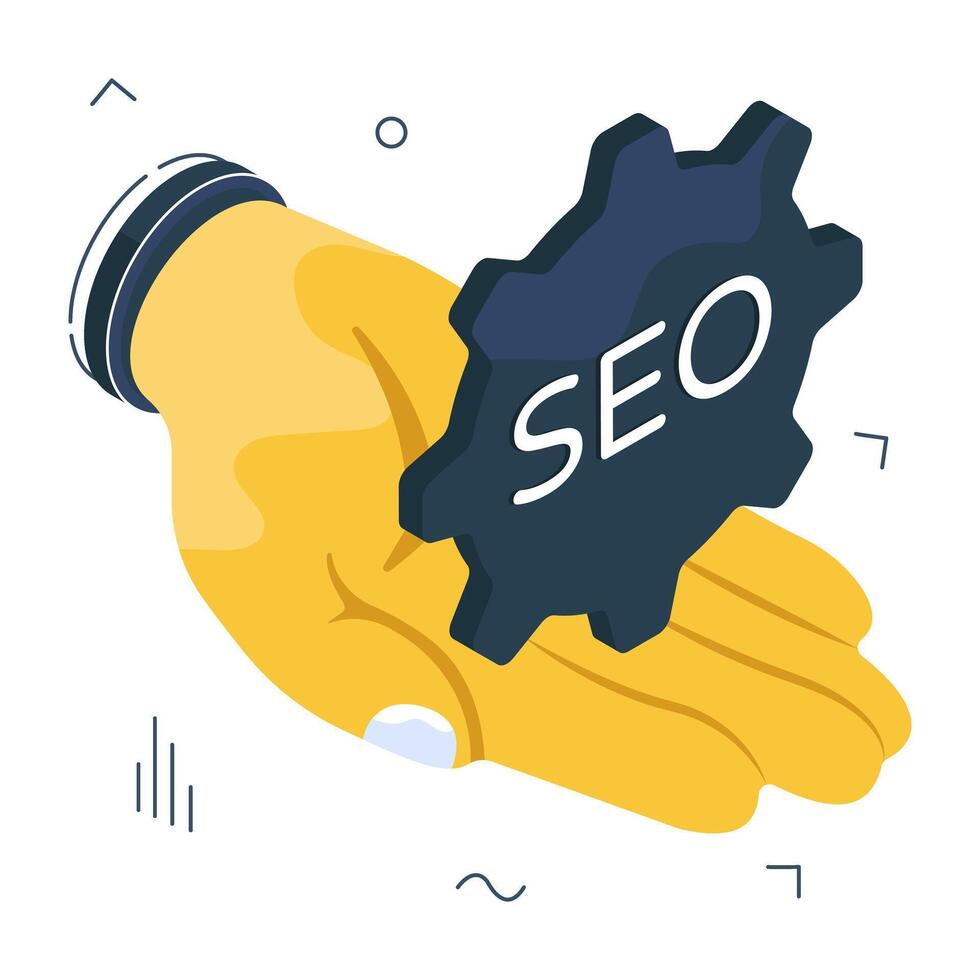 conceptual isométrica diseño icono de seo ajuste vector