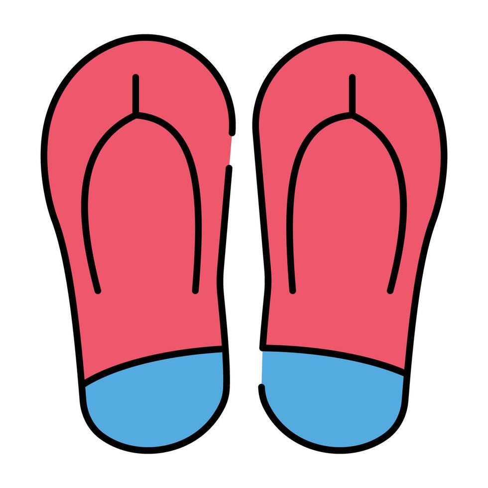 A pair of beach slippers icon, flat design of flip flop vector