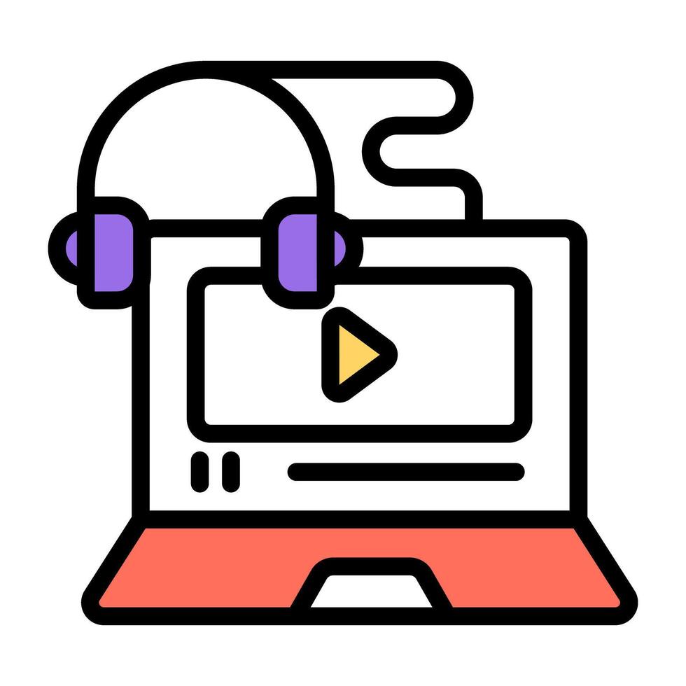 moderno diseño icono de escuchando vídeo vector