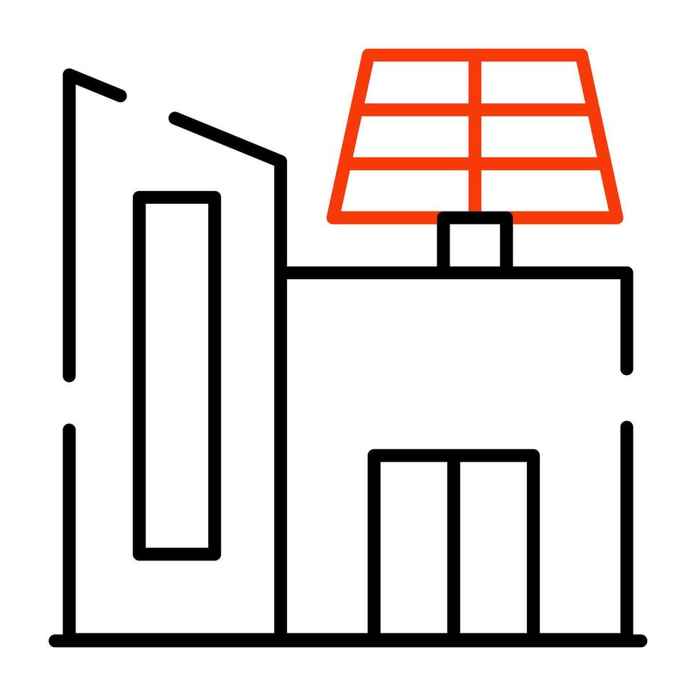 solar panel terminado edificio exhibiendo solar edificio icono vector