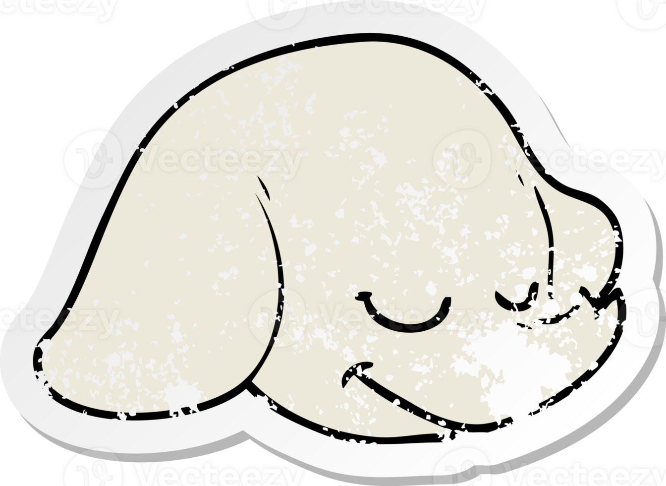 distressed sticker of a cartoon elephant face png