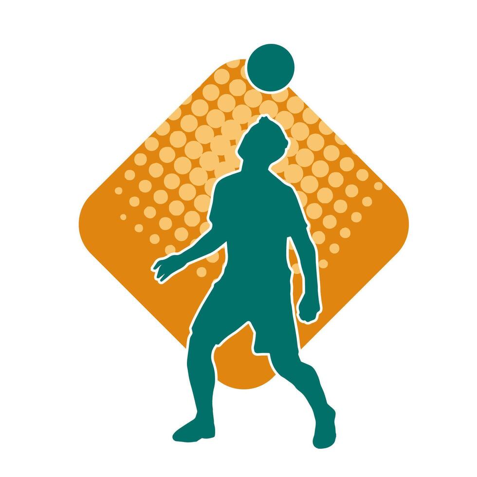 Silhouette of a sporty man play with a soccer ball vector