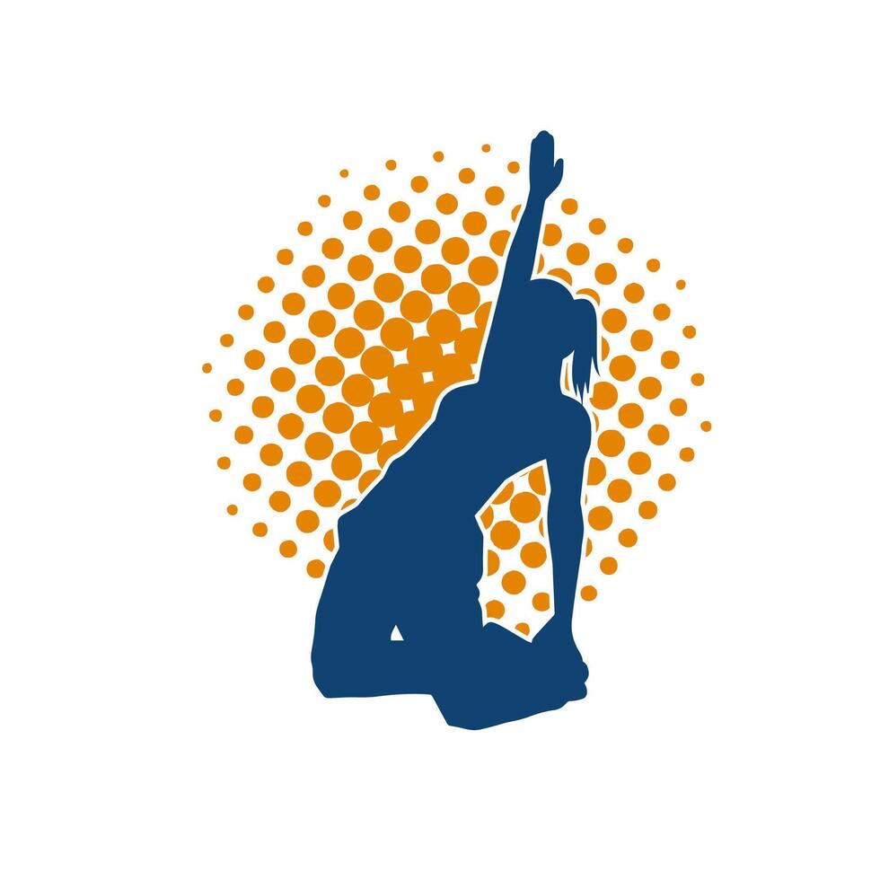 Silhouette of a slim female in dance pose. Silhouette of a woman dancing. vector