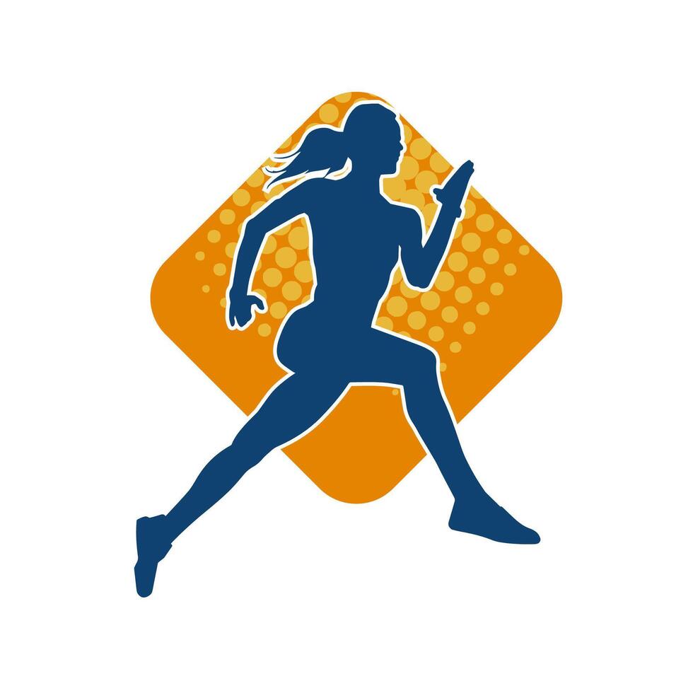 silueta de un deportivo mujer en corriendo pose. silueta de un hembra correr pose. vector