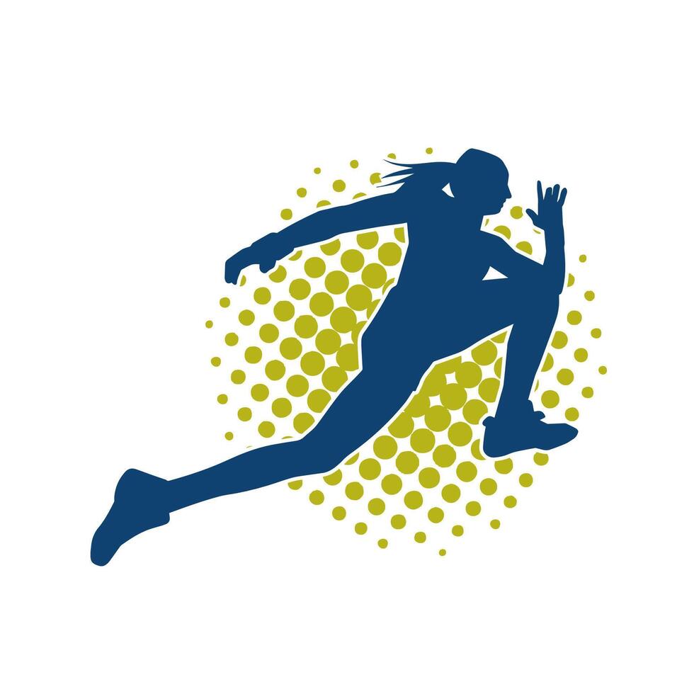 Silhouette of a sporty woman in running pose. Silhouette of a female run pose. vector