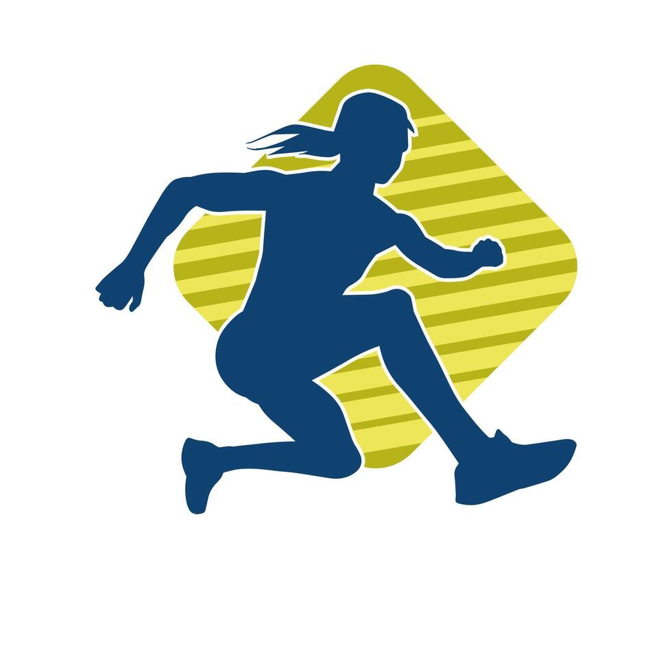 Silhouette of a sporty woman in running pose. Silhouette of a female run pose. vector