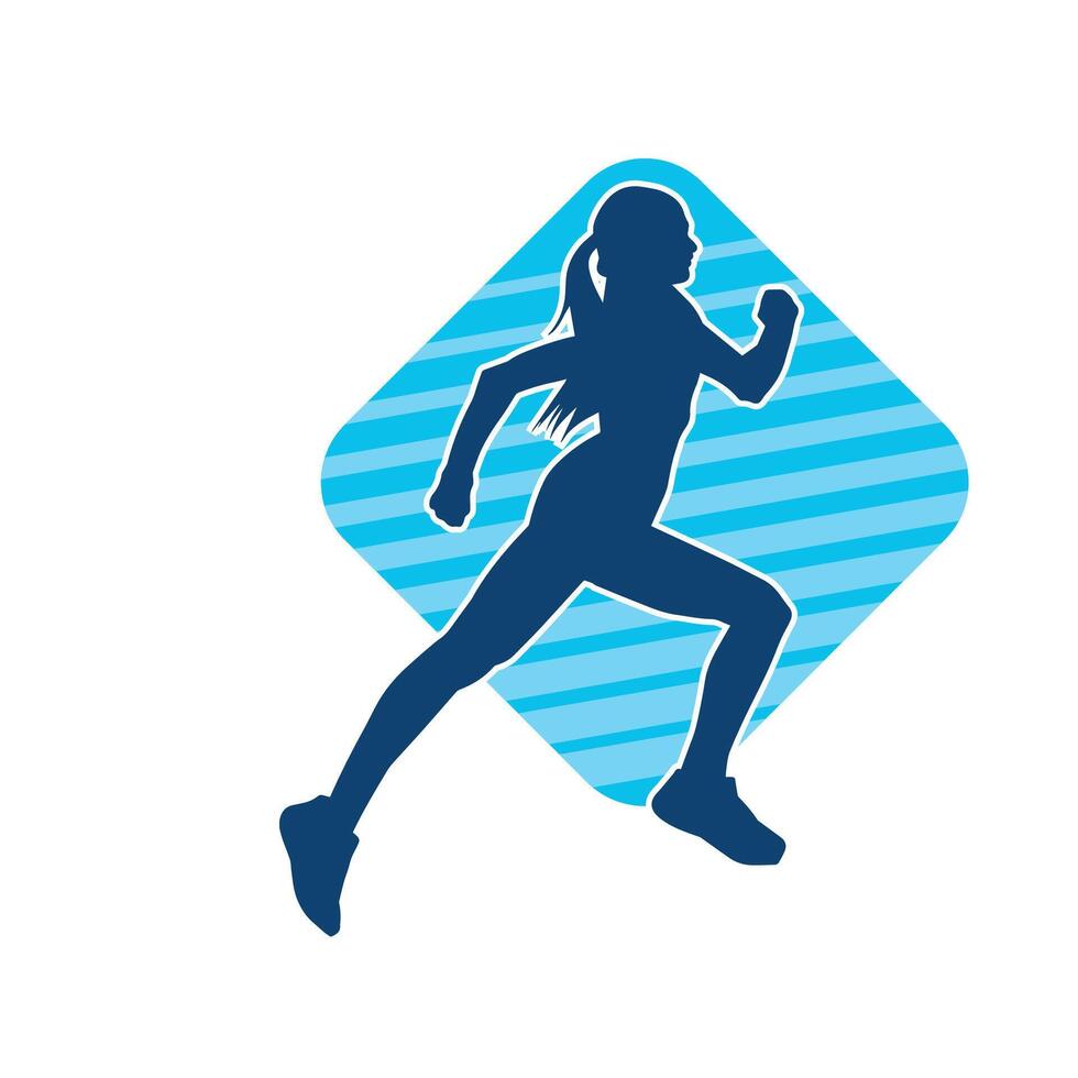 silueta de un deportivo mujer en corriendo pose. silueta de un hembra correr pose. vector