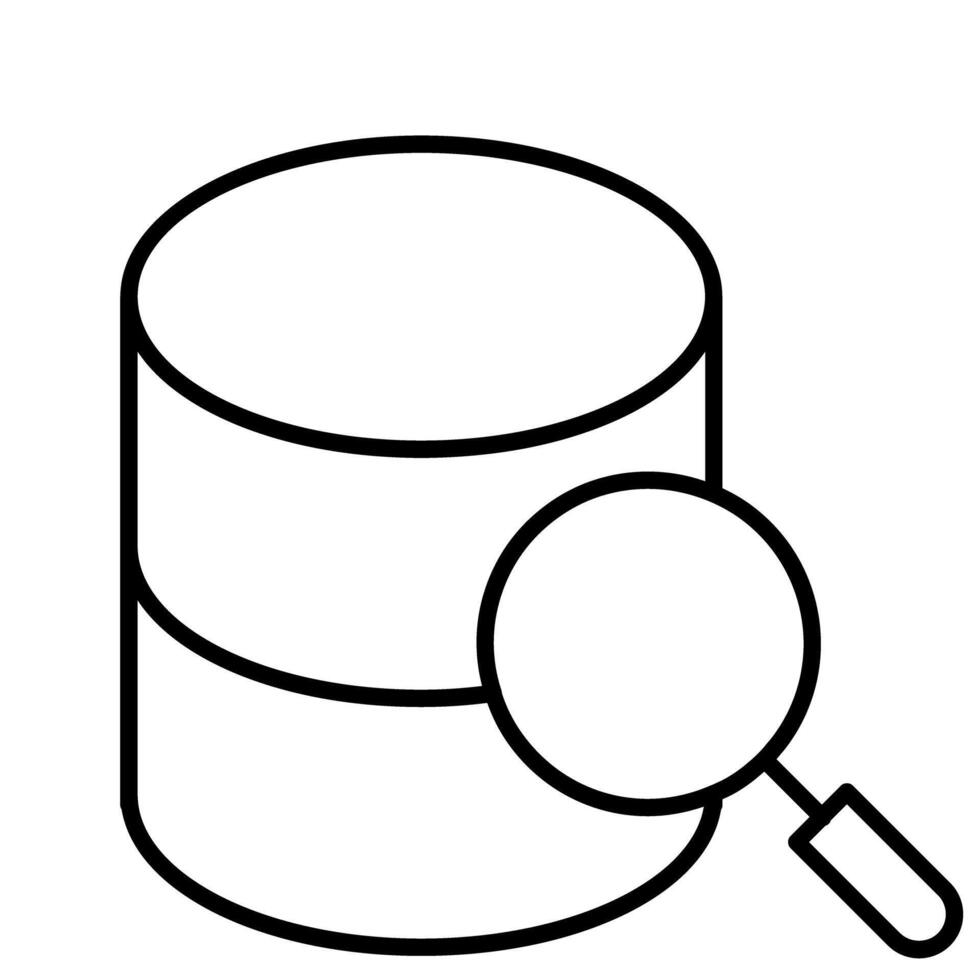 db debajo aumentador vaso, icono de buscar base de datos vector