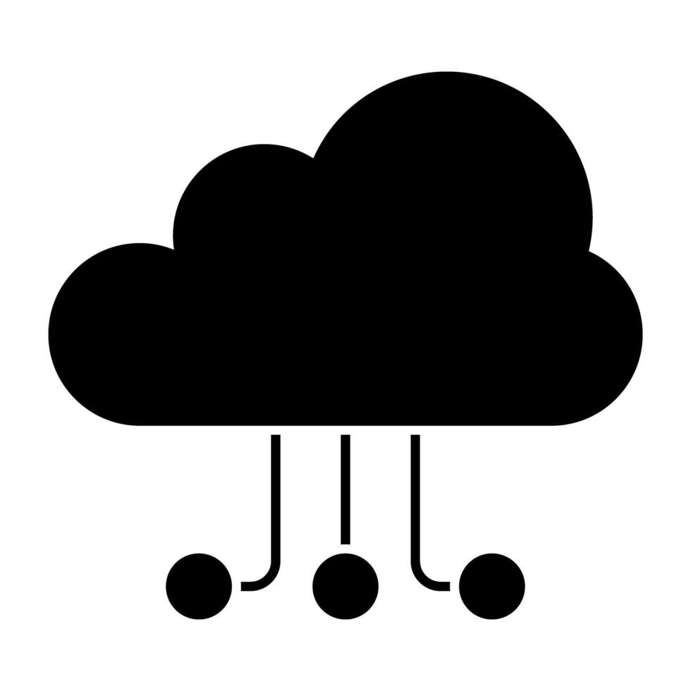 Nodes with cloud, solid design of cloud network vector