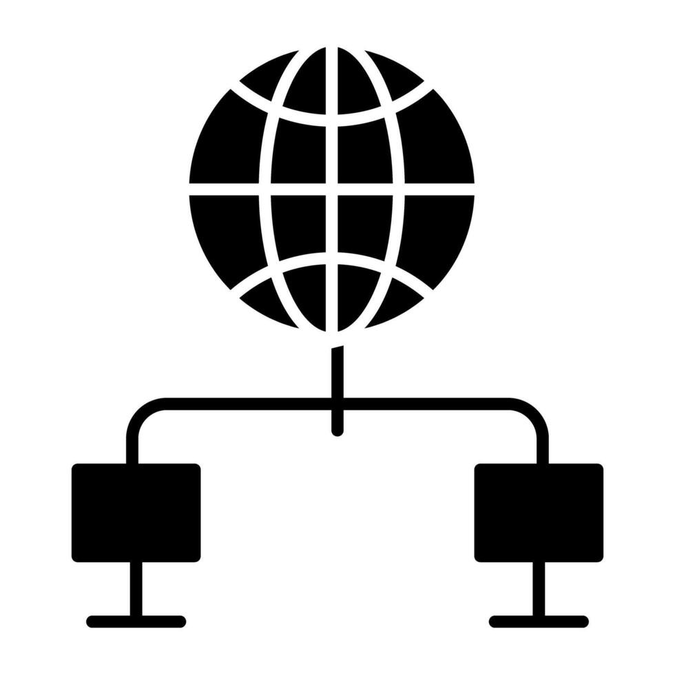 Monitors connected with globe, icon of global devices vector