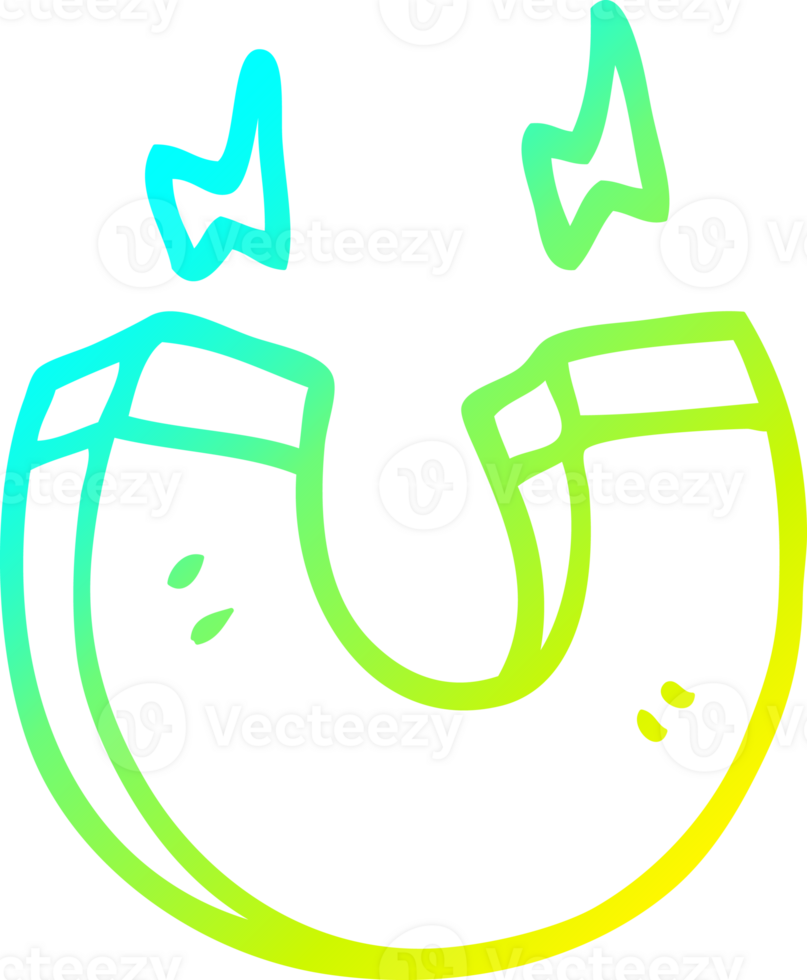 cold gradient line drawing of a cartoon magnet png