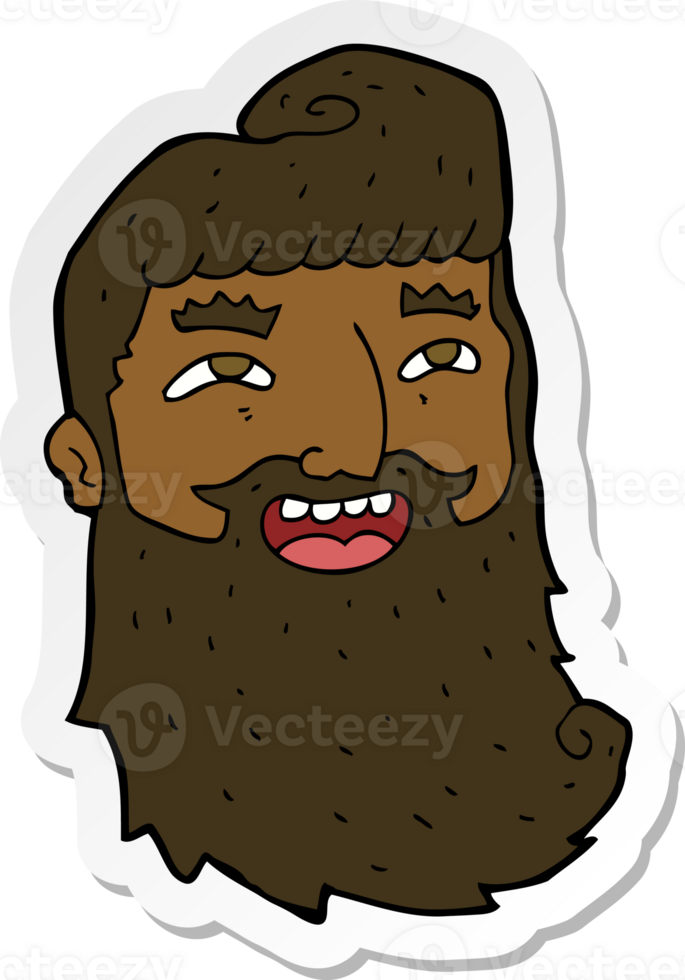 sticker of a cartoon laughing bearded man png