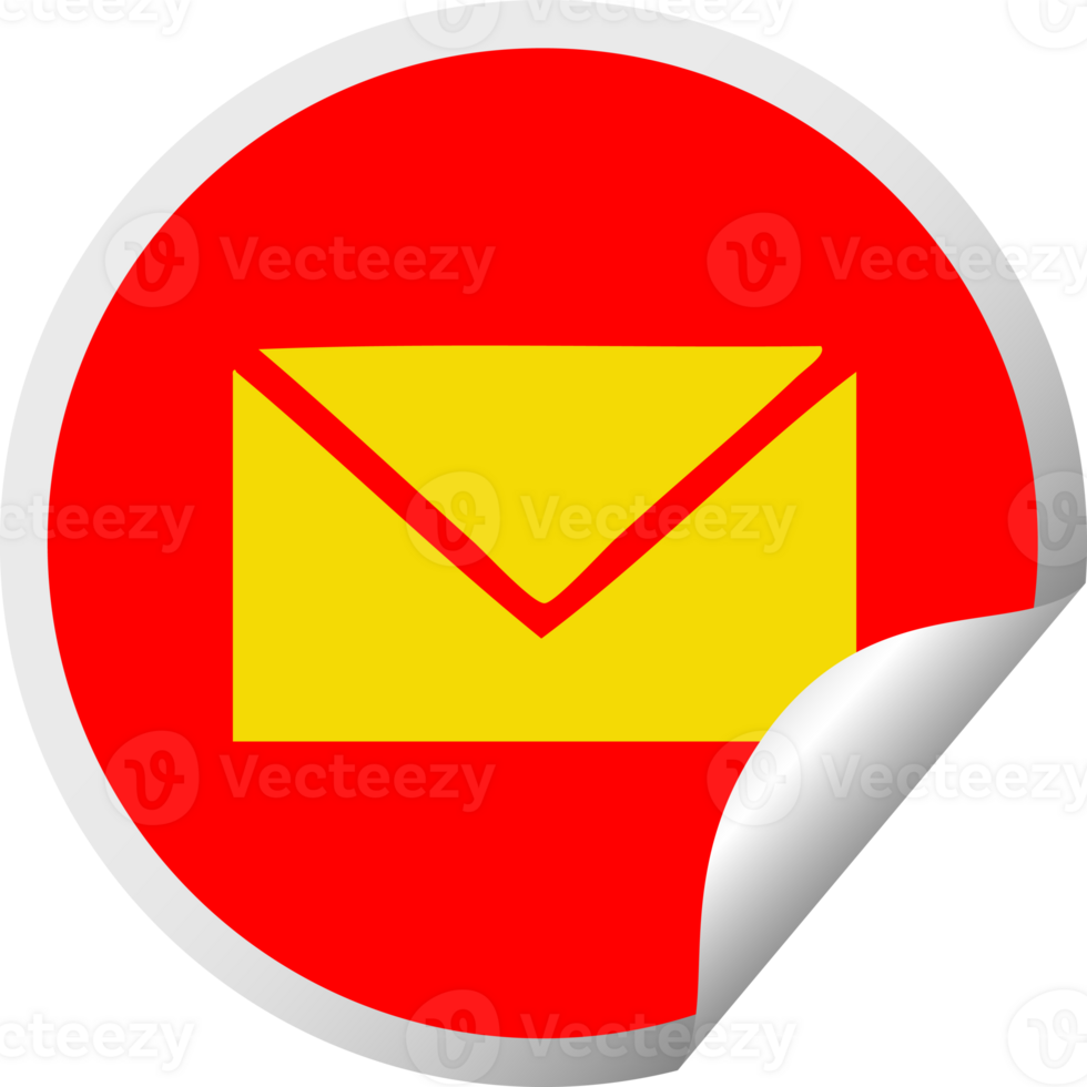 circular peeling sticker cartoon of a paper envelope png