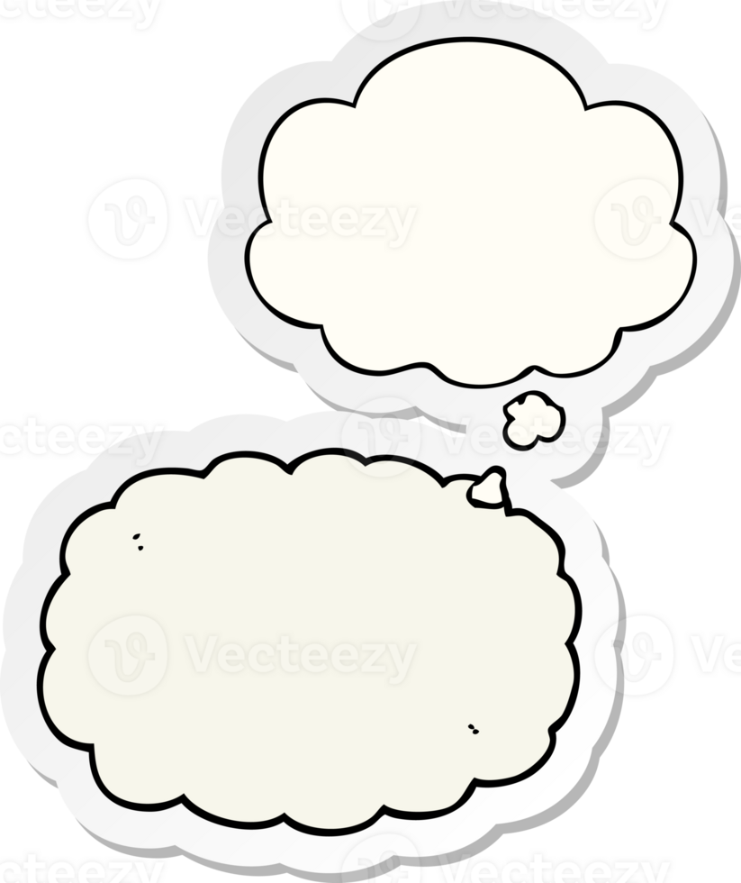 cartoon cloud with thought bubble as a printed sticker png