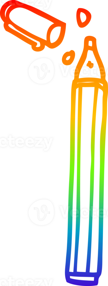 rainbow gradient line drawing of a cartoon office pen png