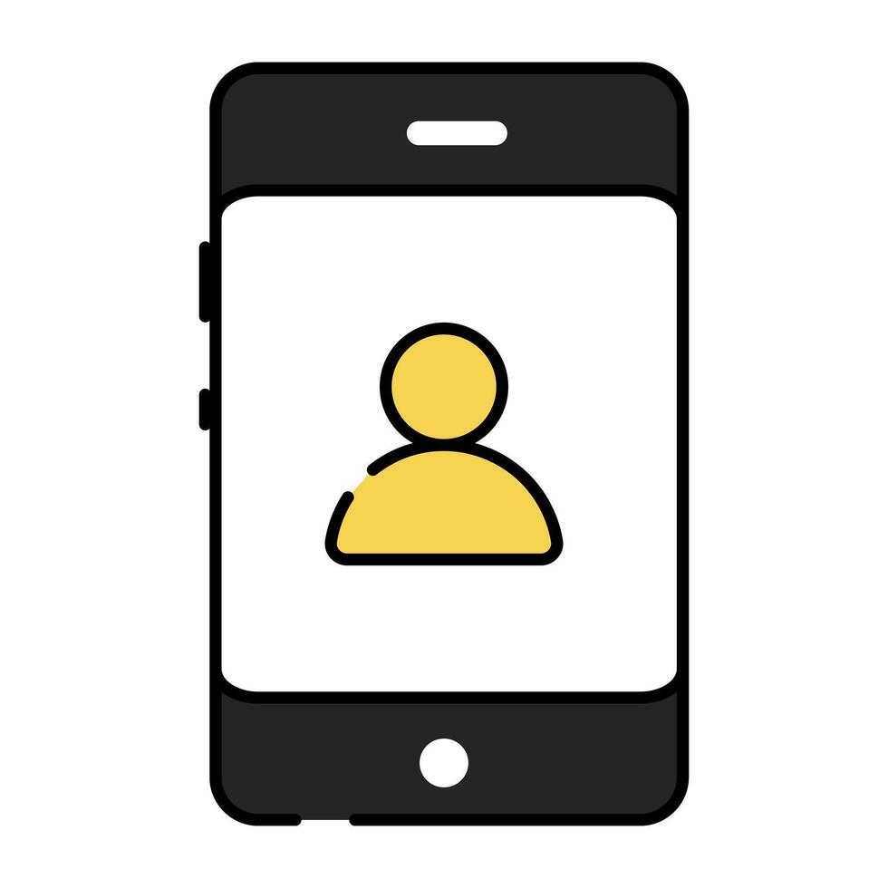 Avatar inside smartphone, icon of mobile profile vector