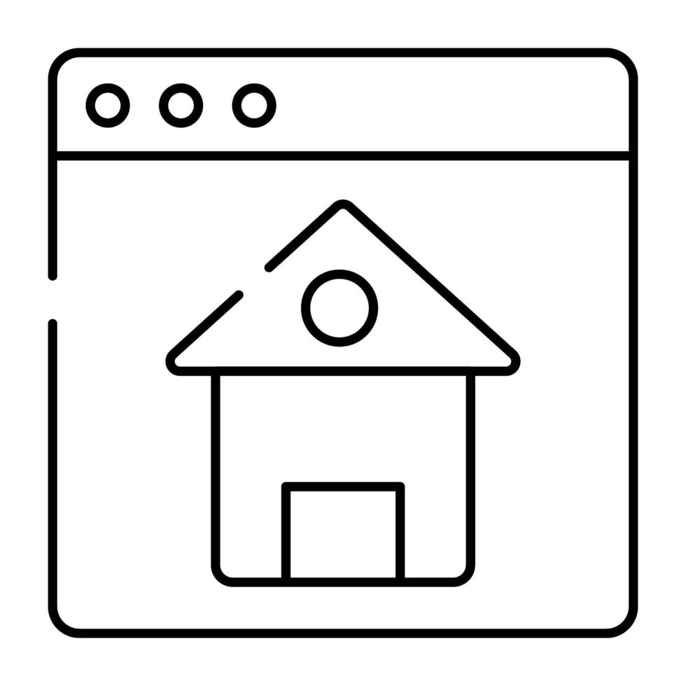 Home building on webpage, icon of real estate website vector