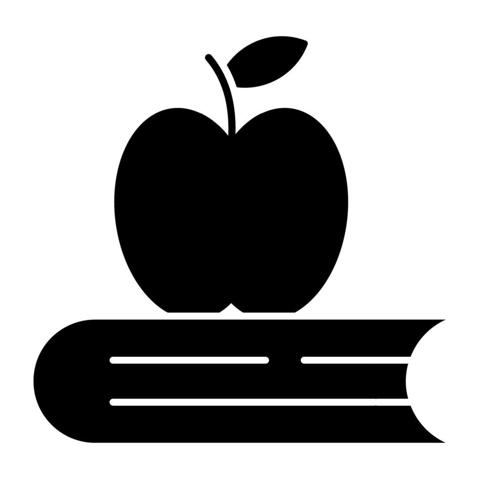 manzana Fruta con cerca libro, icono de sano educación vector