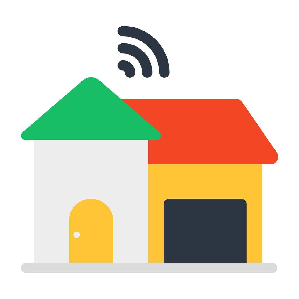 Wifi signals with building, icon of smart home vector