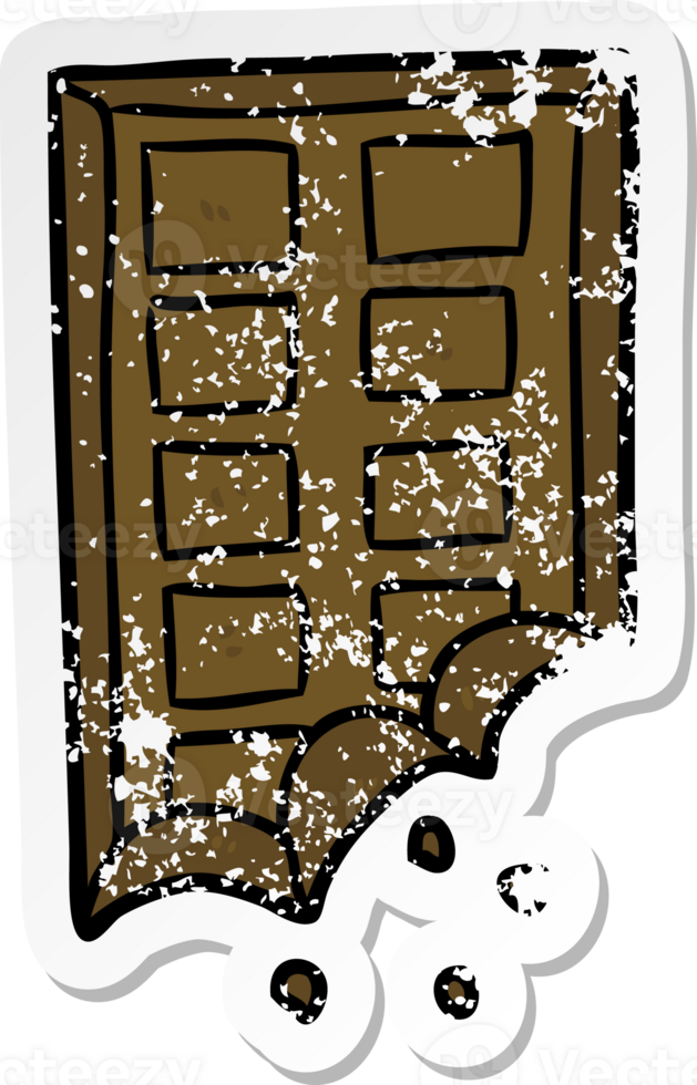 distressed sticker of a cartoon bar of chocolate png