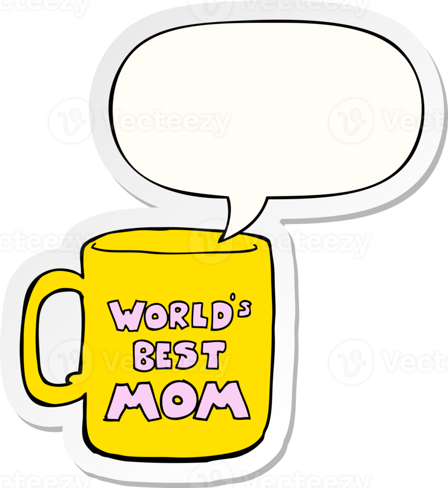 worlds best mom mug with speech bubble sticker png