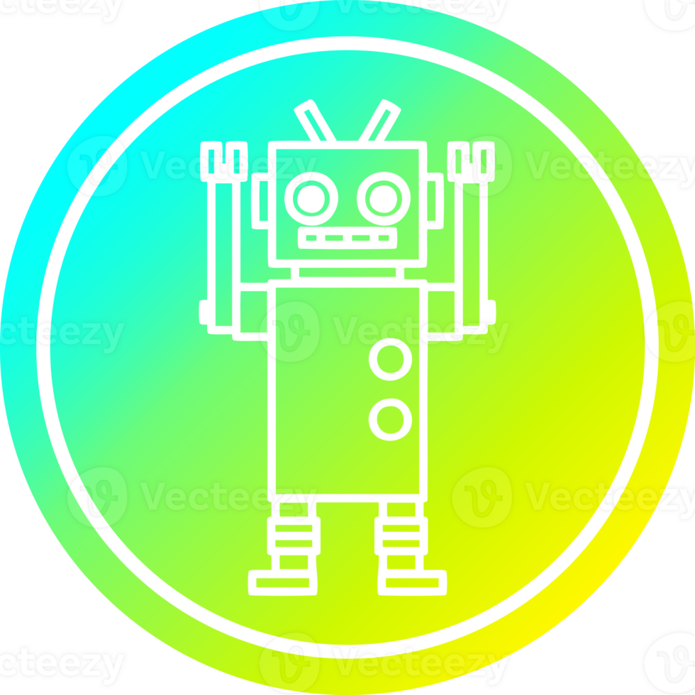 dancing robot circular icon with cool gradient finish png