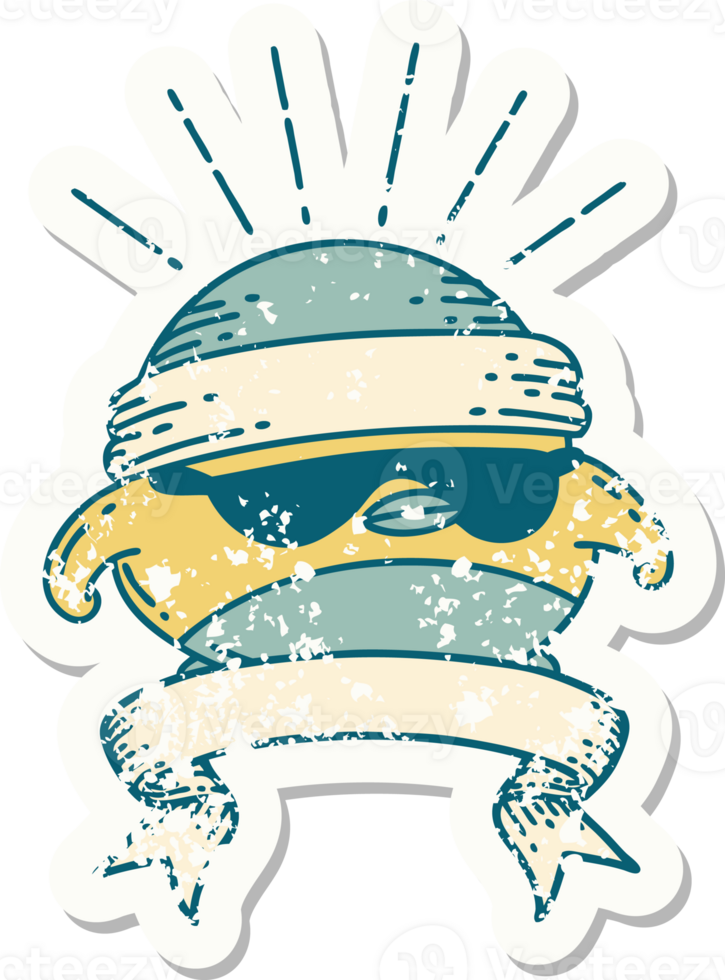worn old sticker of a tattoo style cool robin png
