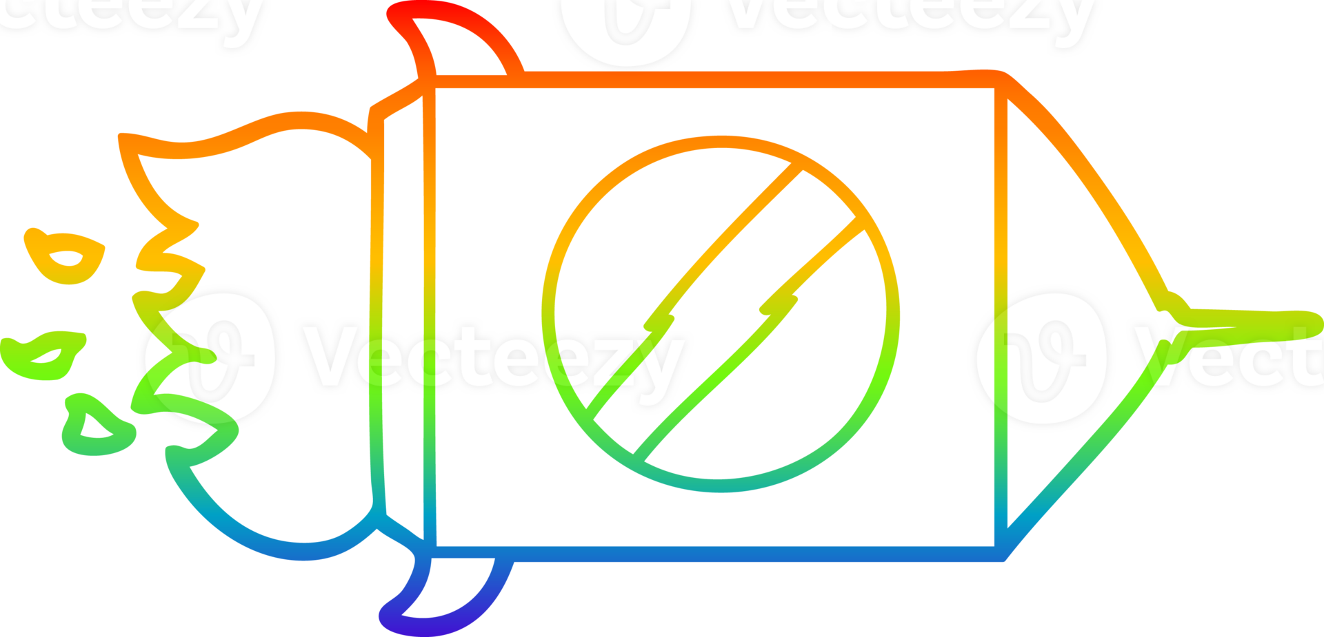 rainbow gradient line drawing of a cartoon space rocket png