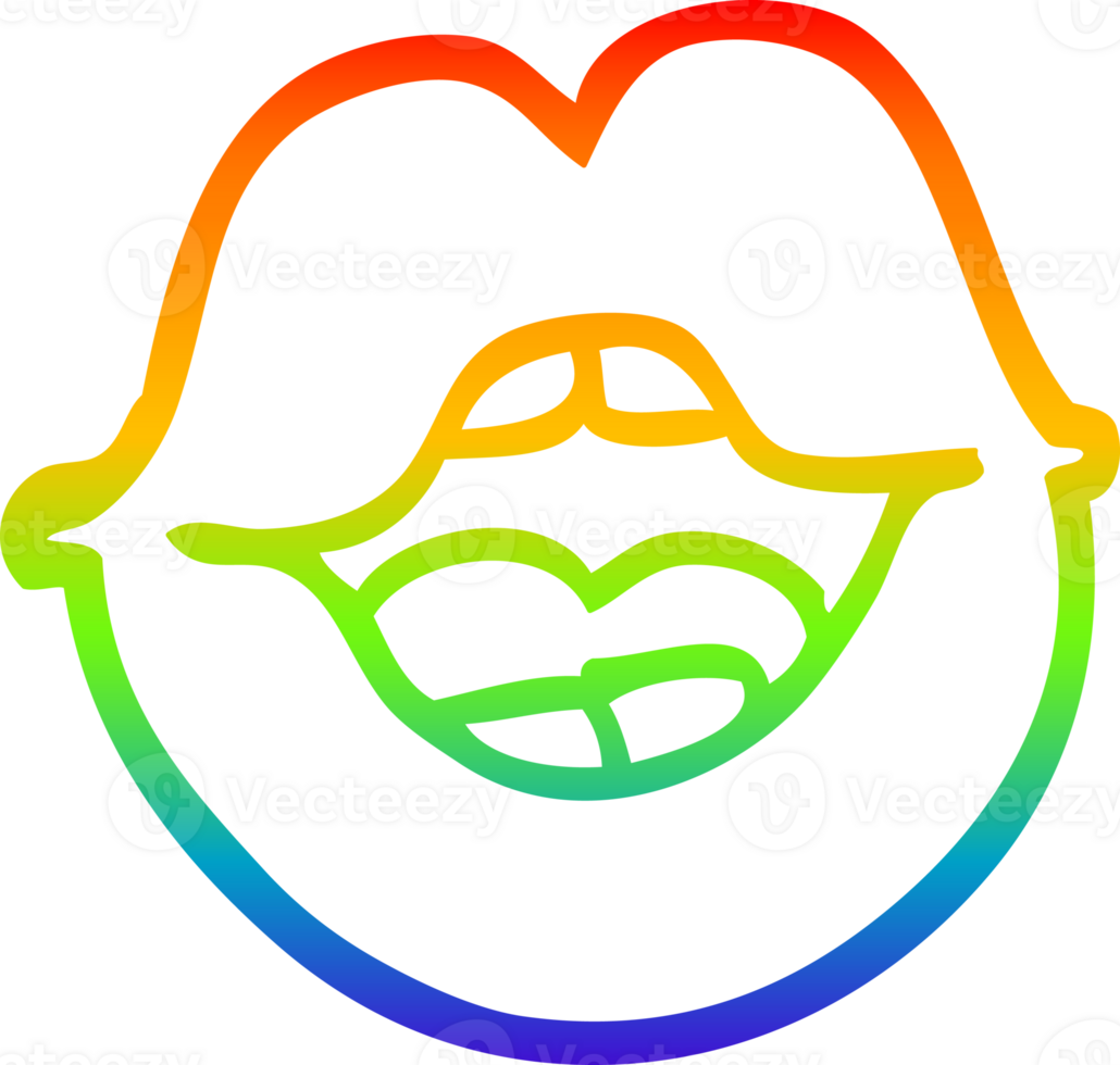 arco Iris gradiente linha desenhando do uma desenho animado vermelho lábios png