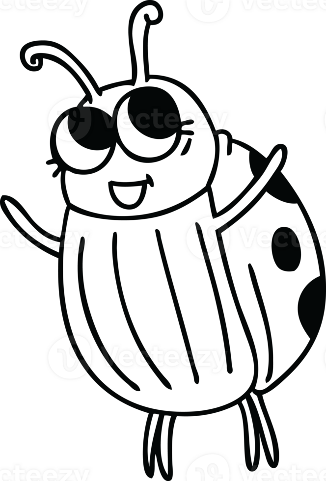 line drawing quirky cartoon ladybird png
