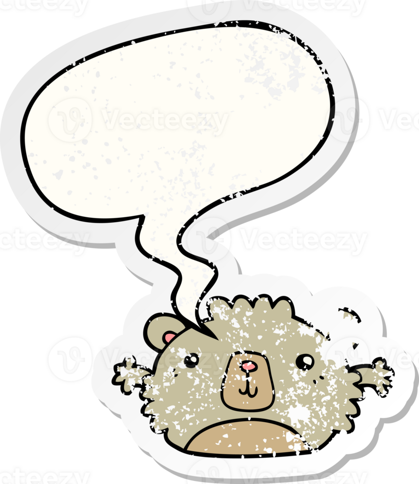 funny cartoon bear with speech bubble distressed distressed old sticker png