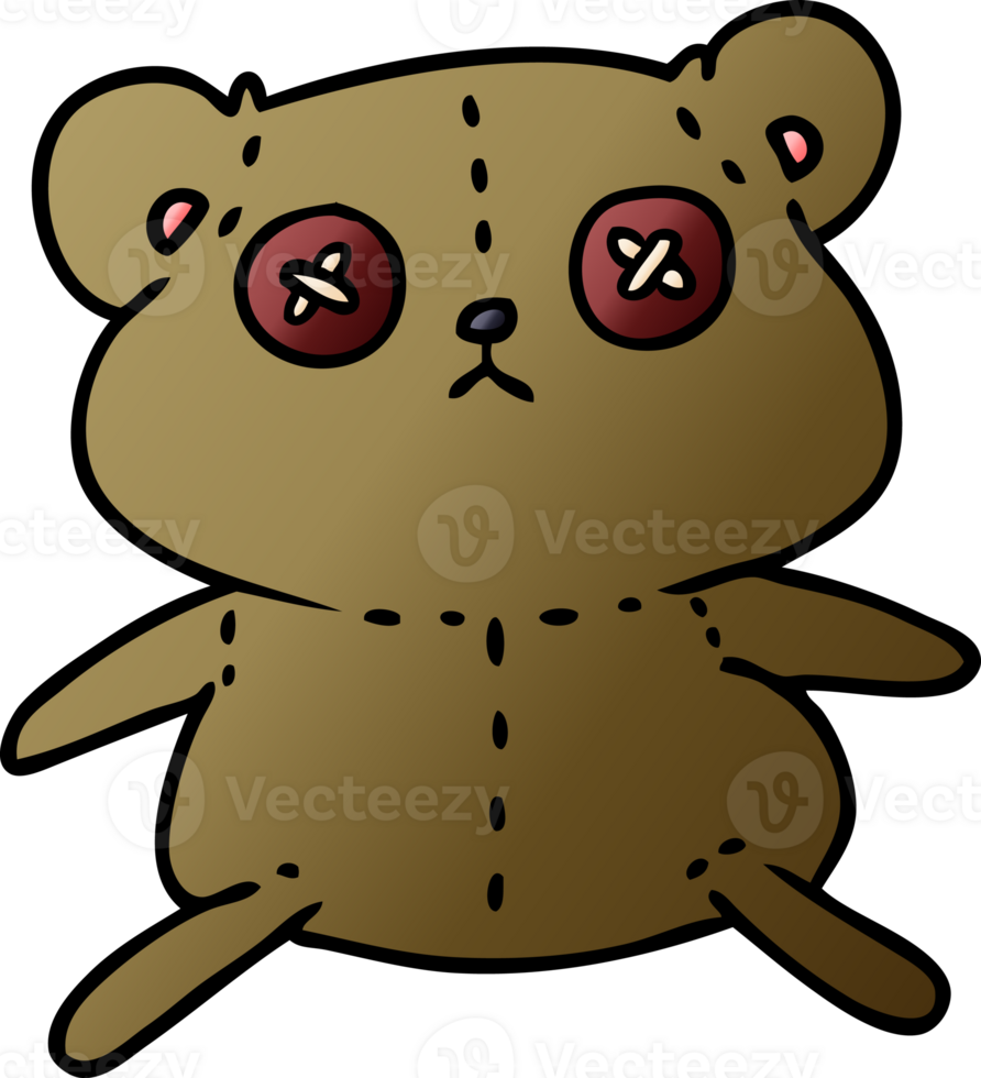 hand drawn gradient cartoon of a cute stiched up teddy bear png