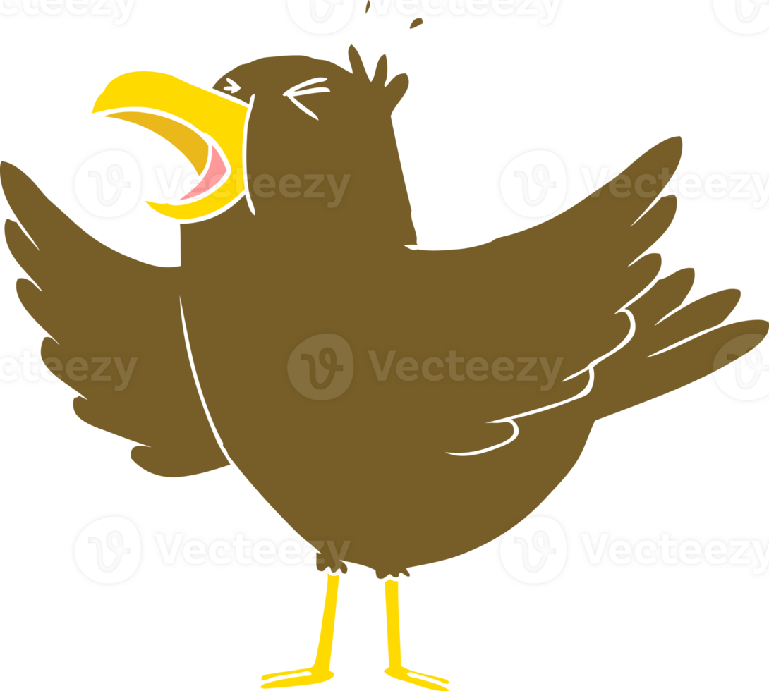 flat color style cartoon bird squawking png