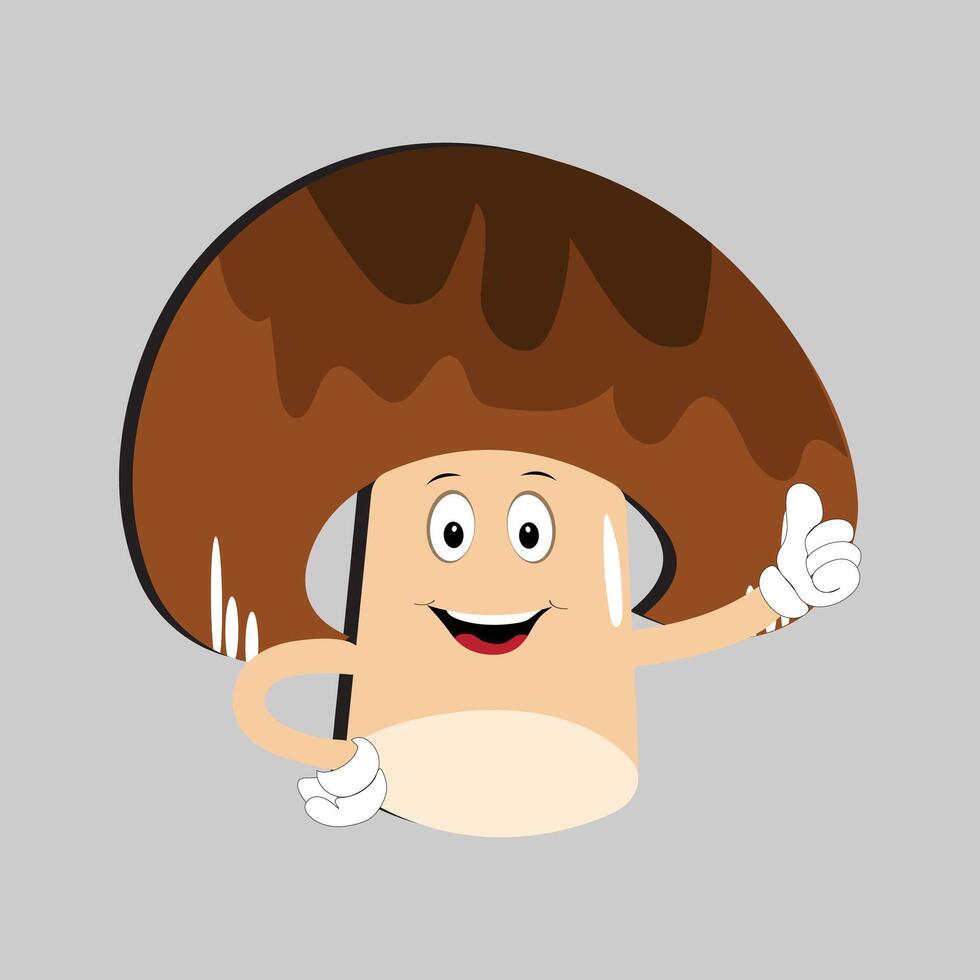 Mushroom cartoon character in various gestures, Set illustration mushroom mascot with various different expressions of cute emotion in comic style for graphic designer, vector illustration