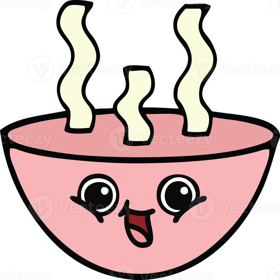 cute cartoon of a bowl of hot soup png
