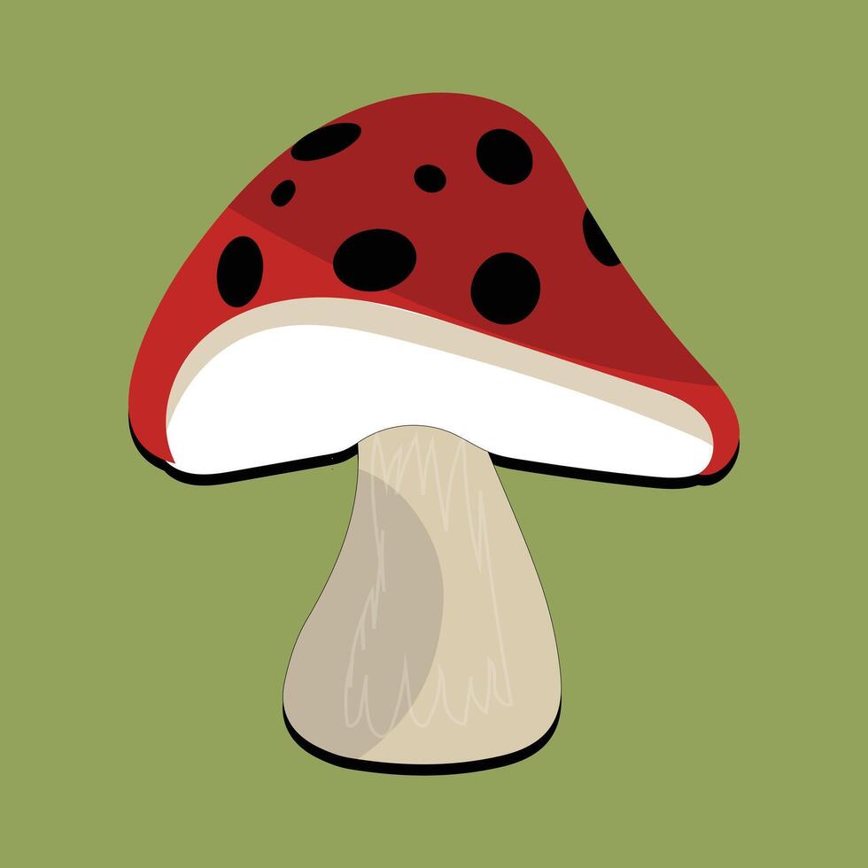 Mushroom flat design cartoon different mushrooms vector illustration, wild mushroom symbol signs, Amanita poisonous. Eps 10