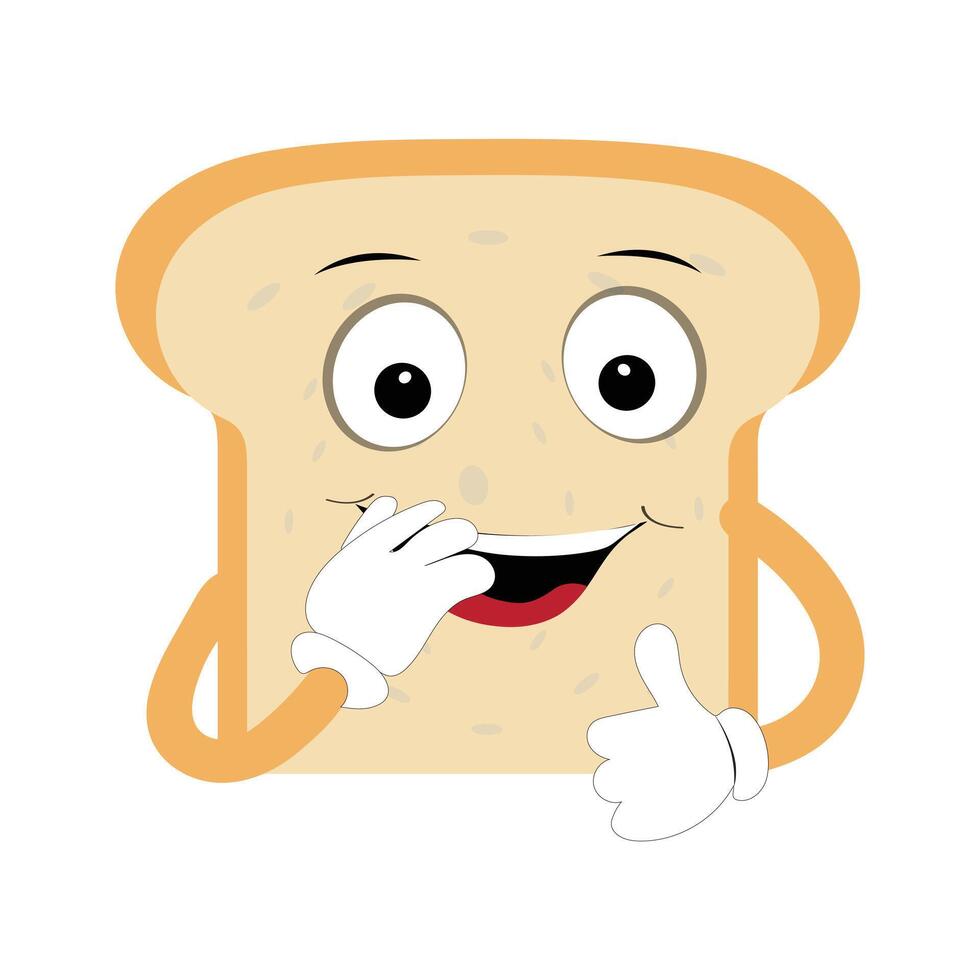 Happy Bread Slice Cartoon Mascot Character, Funny Sandwich Cartoon Vintage Bread Character Retro Style Bread Logo Vector Illustration 60s 70s Bread Retro Style