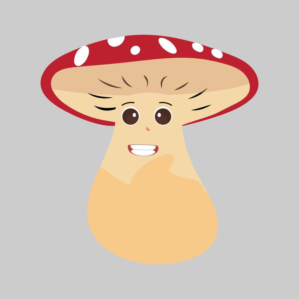 Mushroom cartoon character in various gestures, Set illustration mushroom mascot with various different expressions of cute emotion in comic style for graphic designer, vector illustration