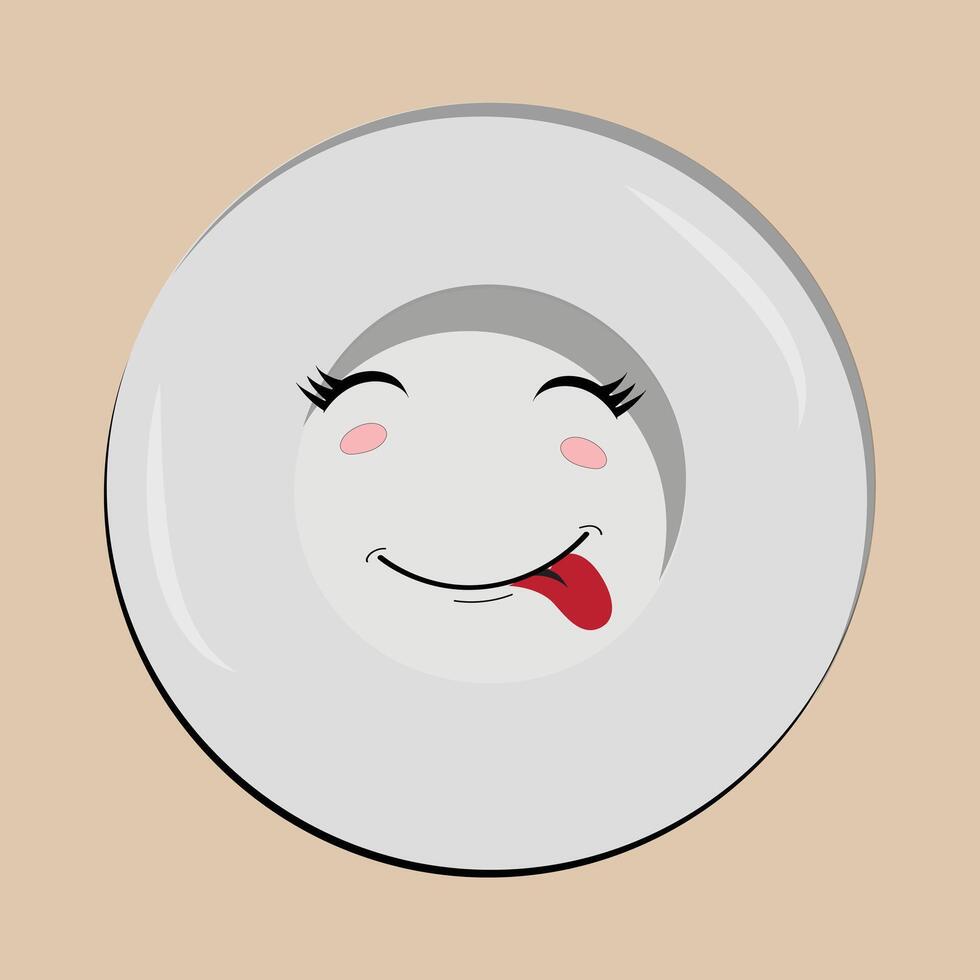 Plate cartoon character, with different expressions, happy mood, sad, angry, facial expressions, with different emotions vector