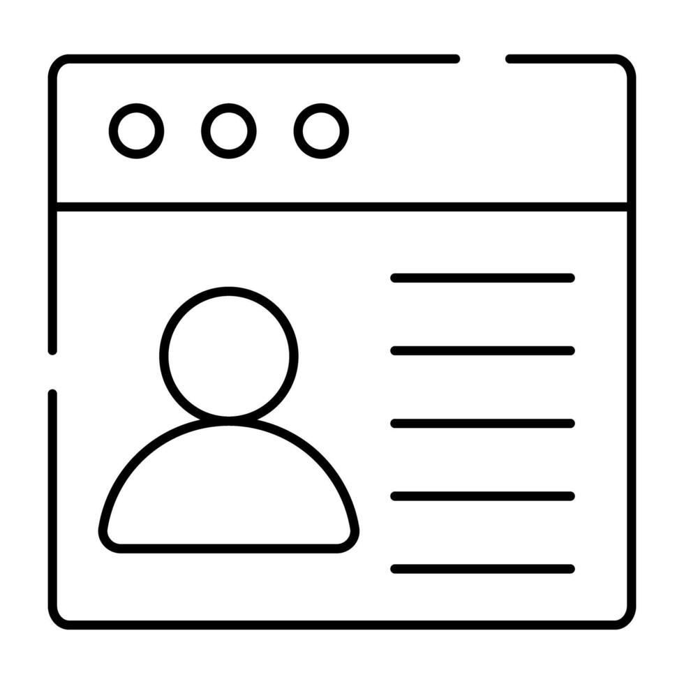 Avatar on web page depicting concept of web account vector