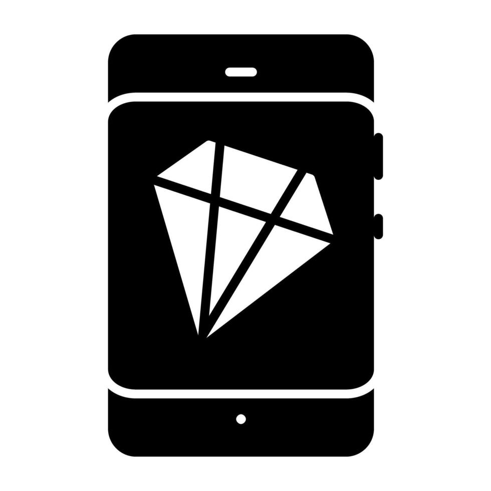 A unique design icon of mobile diamond vector