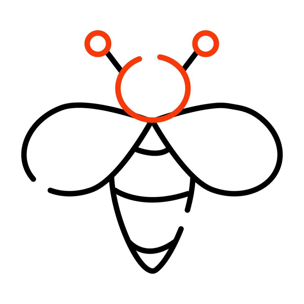 A linear design icon of honey bee vector