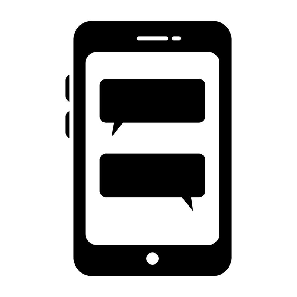 Chat bubbles inside smartphone, icon of mobile message vector