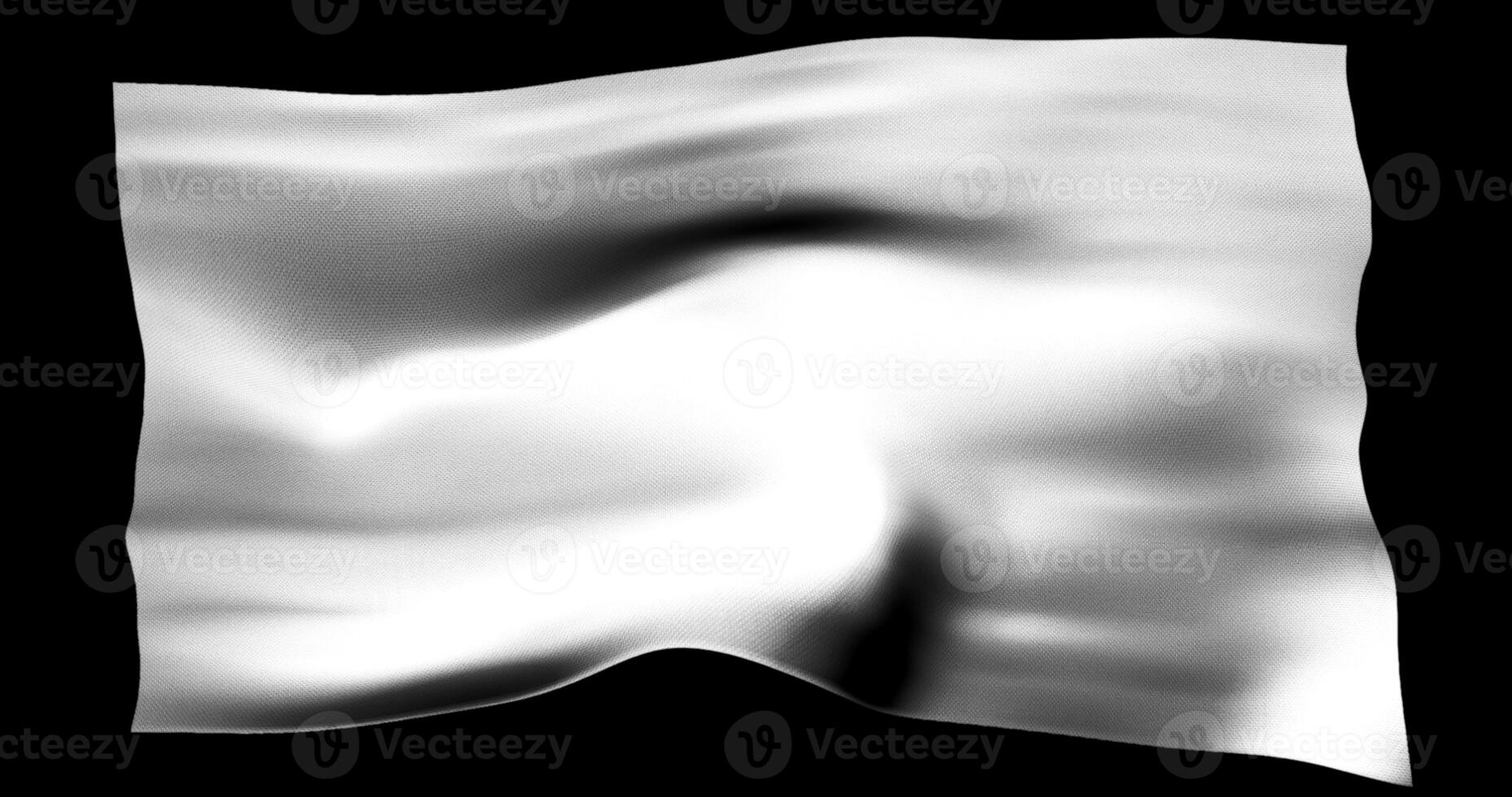 White flag isolated realistic waving. Cotton fabric texture photo